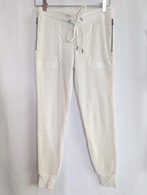 Women's XS David Lerner White Mesh Jogger Pants Drawstring Waist Casual Wear